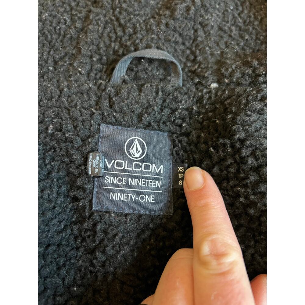 Volcom Walk On By Parka Sherpa Lined black Jacket Women’s Xs coat canvas long - Picture 5 of 5